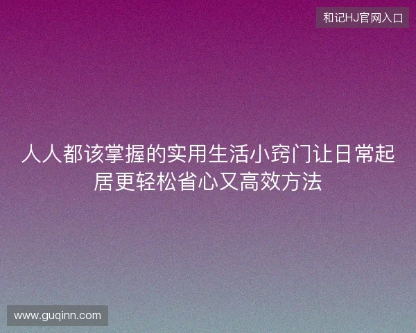 人人都该掌握的实用生活小窍门让日常起居更轻松省心又高效方法